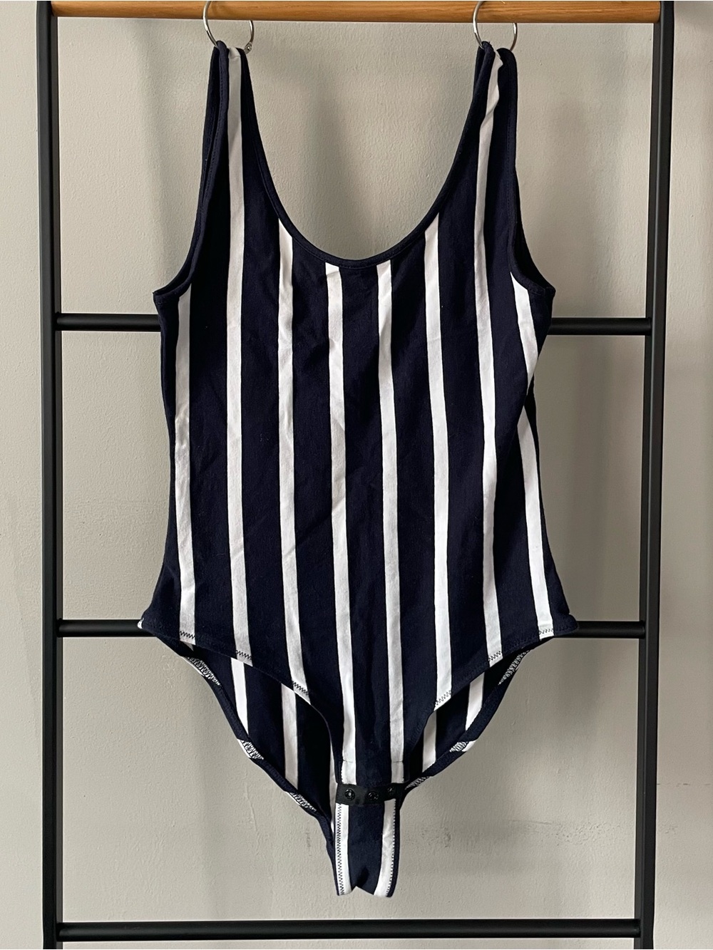 Madewell Blue and White Striped Bodysuit